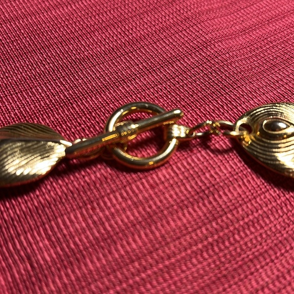 Vintage Gold Link Choker Collar Necklace, Textured Links - Picture 2 of 3